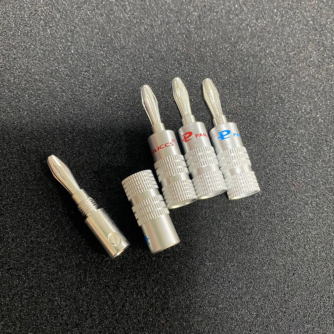 4 مللي متر Pailiccs الموز موصل لحام مجاني الموز التوصيل HIFI مكبر صوت كابلات الموصلات الفضة مطلي الصوت جاك المتكلم المقابس