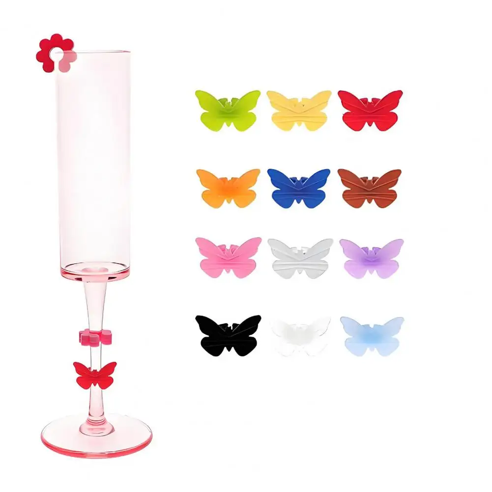 12Pcs Silicone Wine Glass Markers Color Random Wine Glass Identifier Rings Juice Beverage Drink Marker Rings for Parties