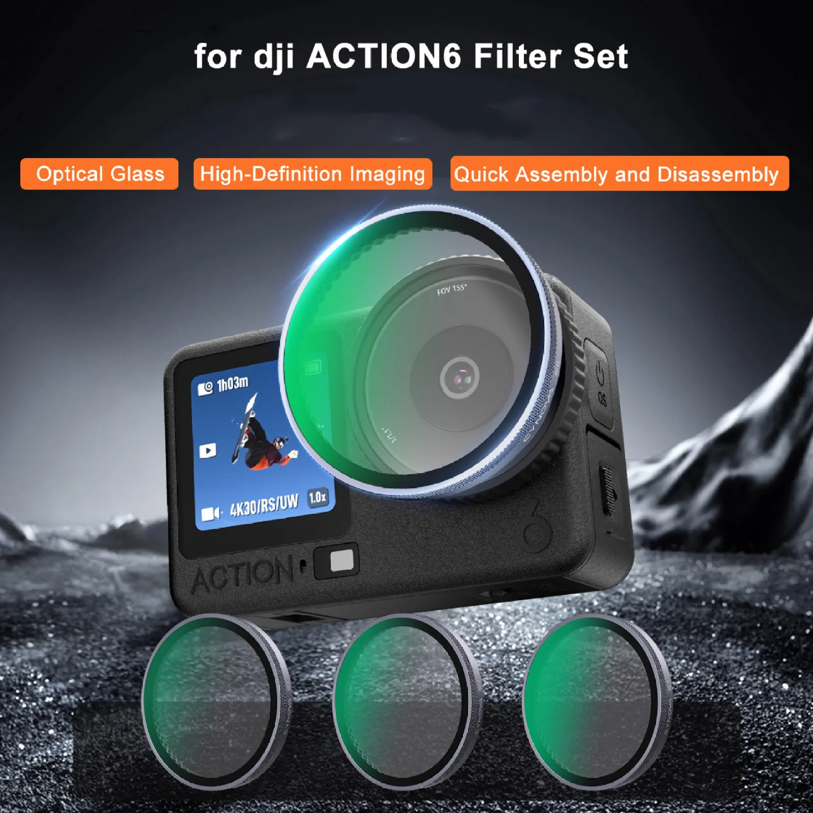 

Ultra-Clear Optical Glass For Dji OSmo Action 6 Camera Lens Filter Multi-Layer Nano Coating CPL Polarizing Protective Accessory