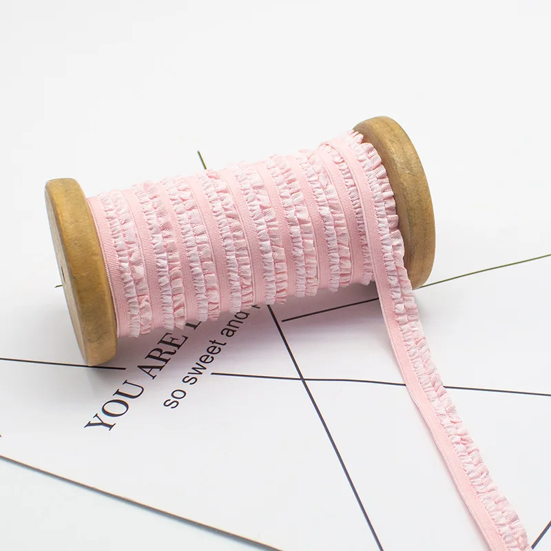 50 ياردة 12 مللي متر طبقات مزدوجة شرابات تكدرت تمتد الدانتيل الفرقة مطوي شريط مرن للخياطة تقليم DIY بها بنفسك الملابس والاكسسوارات