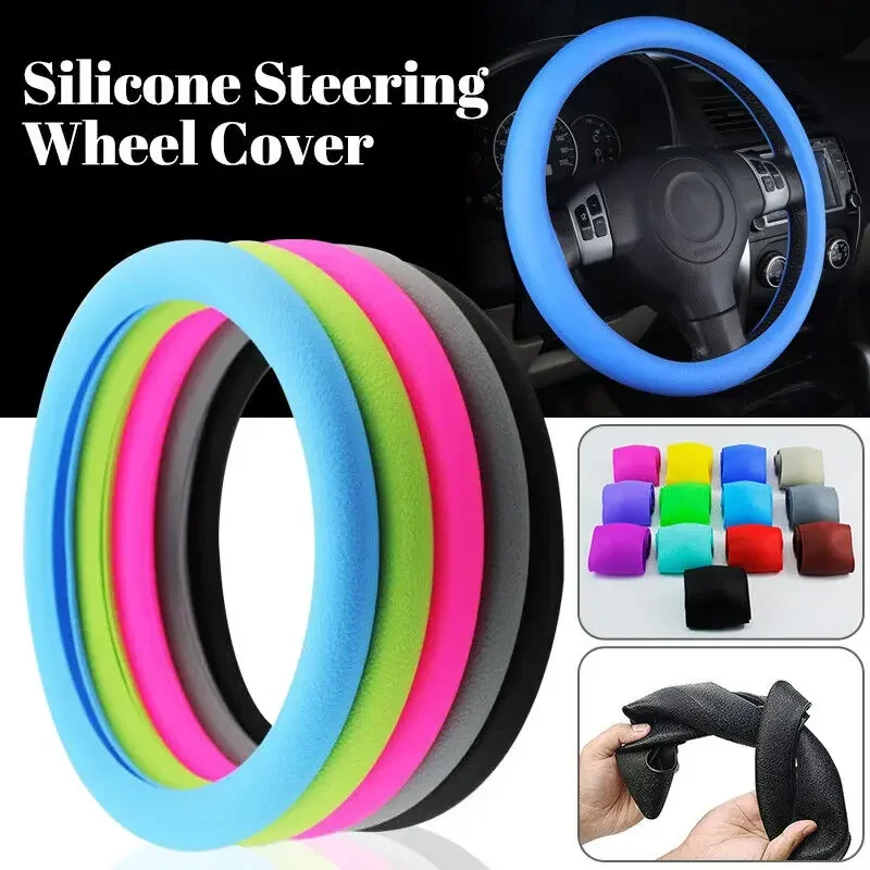 

NEW Car Silicone Steering Wheel Cover for 32-40cm 12.6-15.75inch Elastic Non-Slip Car Steering Wheel Covers Car Accessories