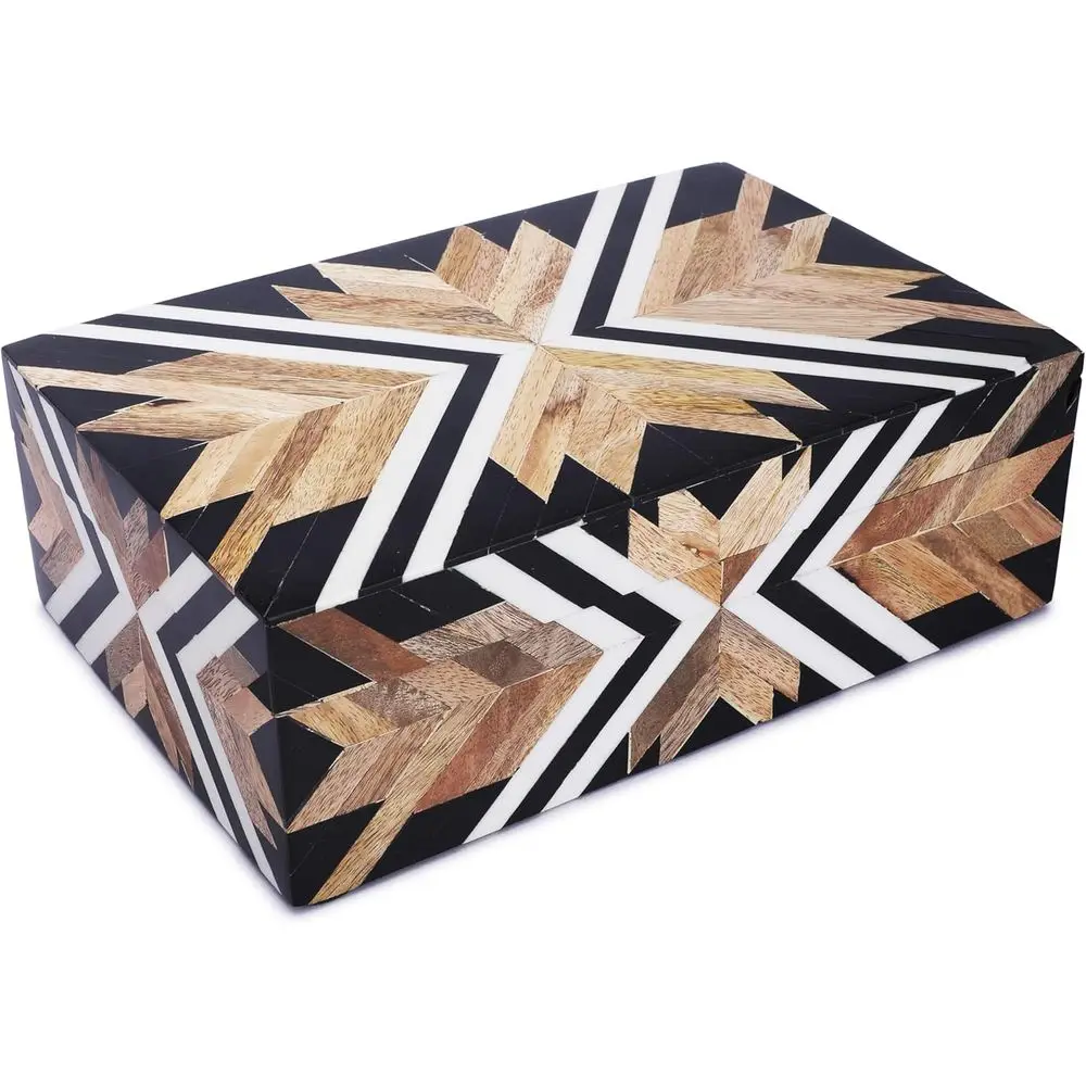 

Chevron Herringbone Wooden Box Set - 9x6x3 inches, Multipurpose Storage Organizer for Jewelry & Gifts