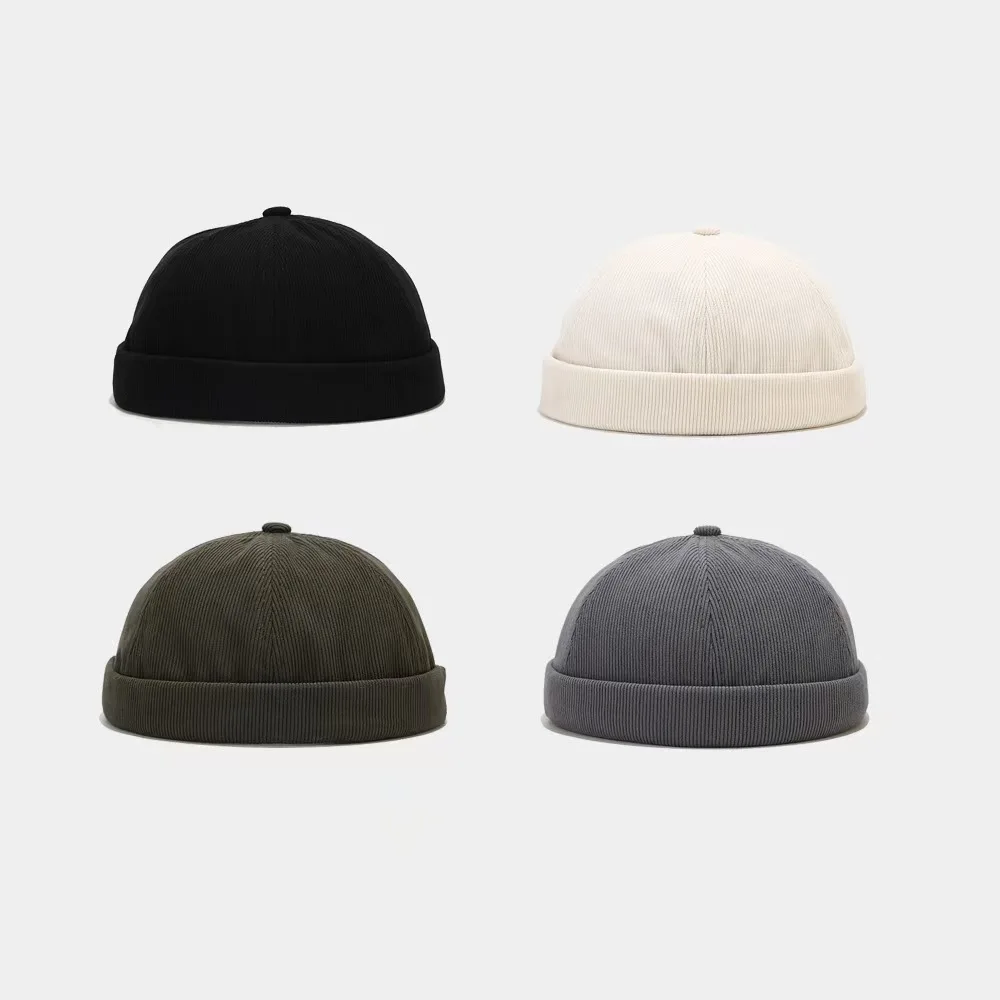 2025, neue Mode, lässig, einfarbig, Cord, minimalistisch, einfarbig, Unisex, randlos, Herbst und Winter, winddichte Beanie – Detail 2