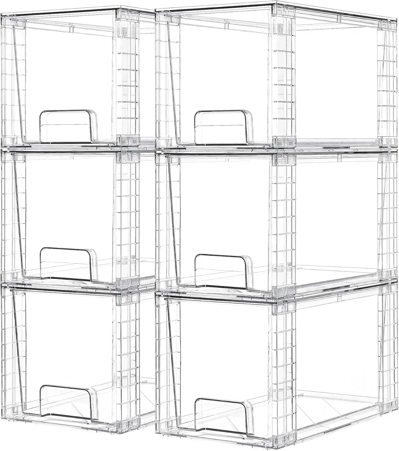 

6 Pack Large Stackable Storage Drawers,Easily Assemble Acrylic Bathroom Closet Un rsink Organizers and Storage,Plastic
