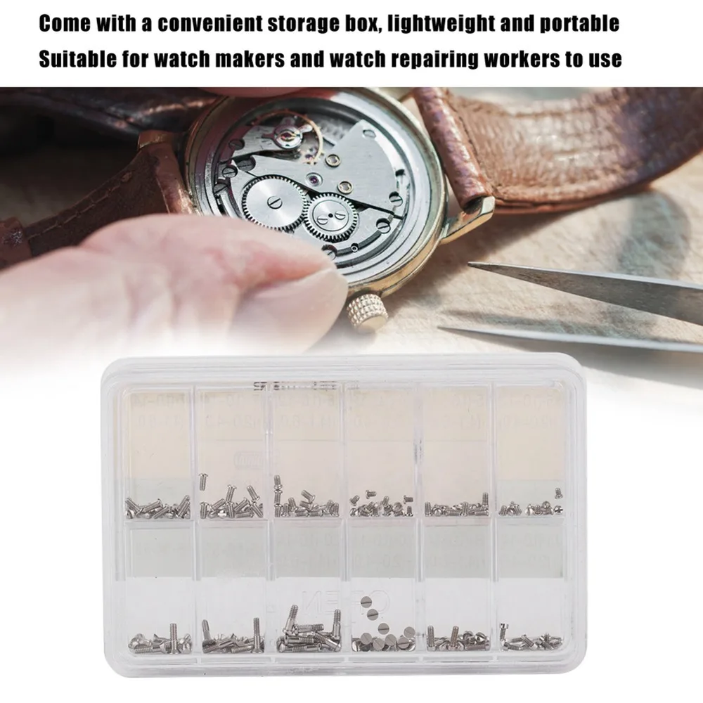 

Stainless Steel Watch Back Cover Screw 12 Different Sizes Storage Box Stainless Steel Screw Watch Repairing Tools Watchmaker