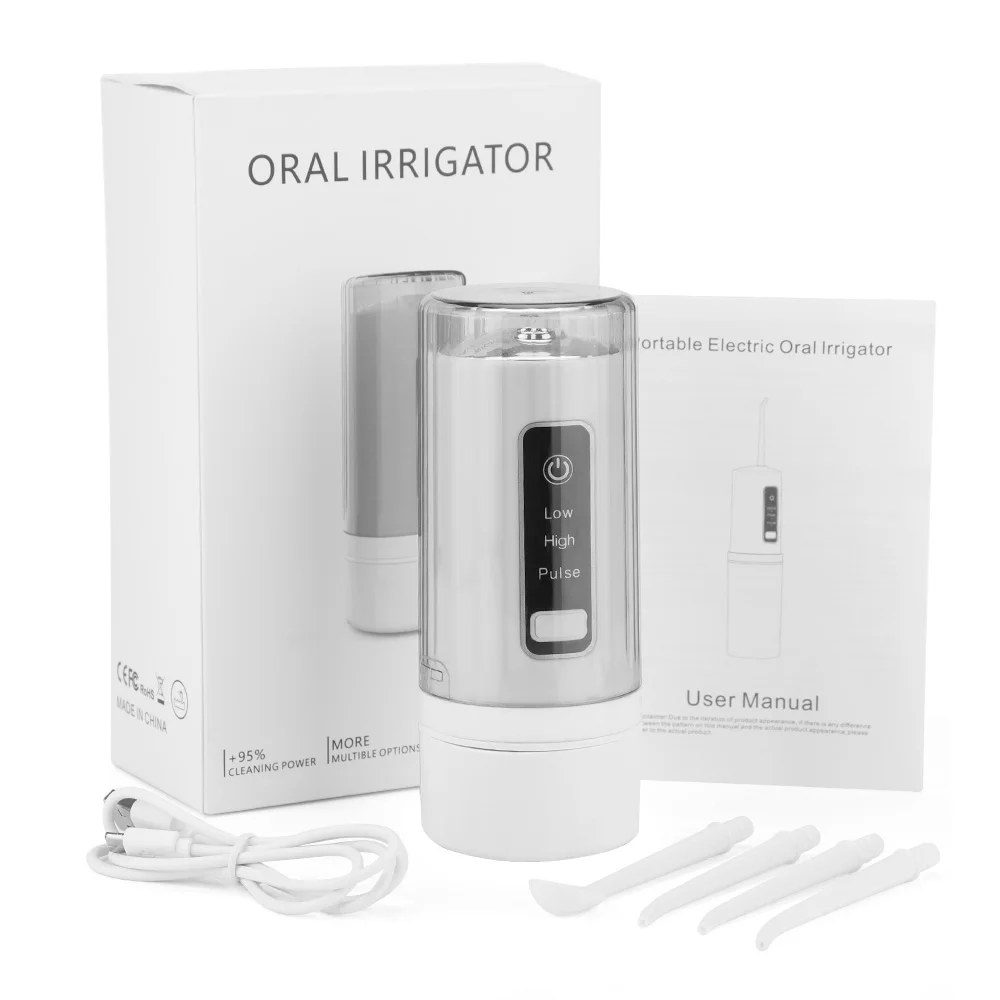 Kabelloser Wasserflosser, tragbarer Munddusche mit 3 Modi & 4 Düsenspitzen, 230ml USB-aufladbar für die Zahnreinigung auf Reisen – Detail 3