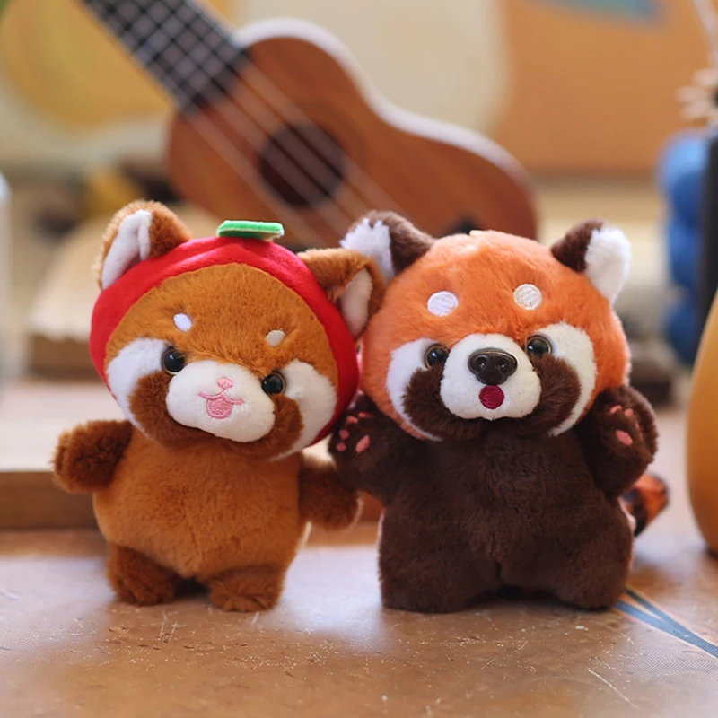 Cute Cartoon Simulation Red Panda Plush Toy Pendant Soft Stuffed Doll Keychain Backpack Hanging Decoration For Kids Gifts