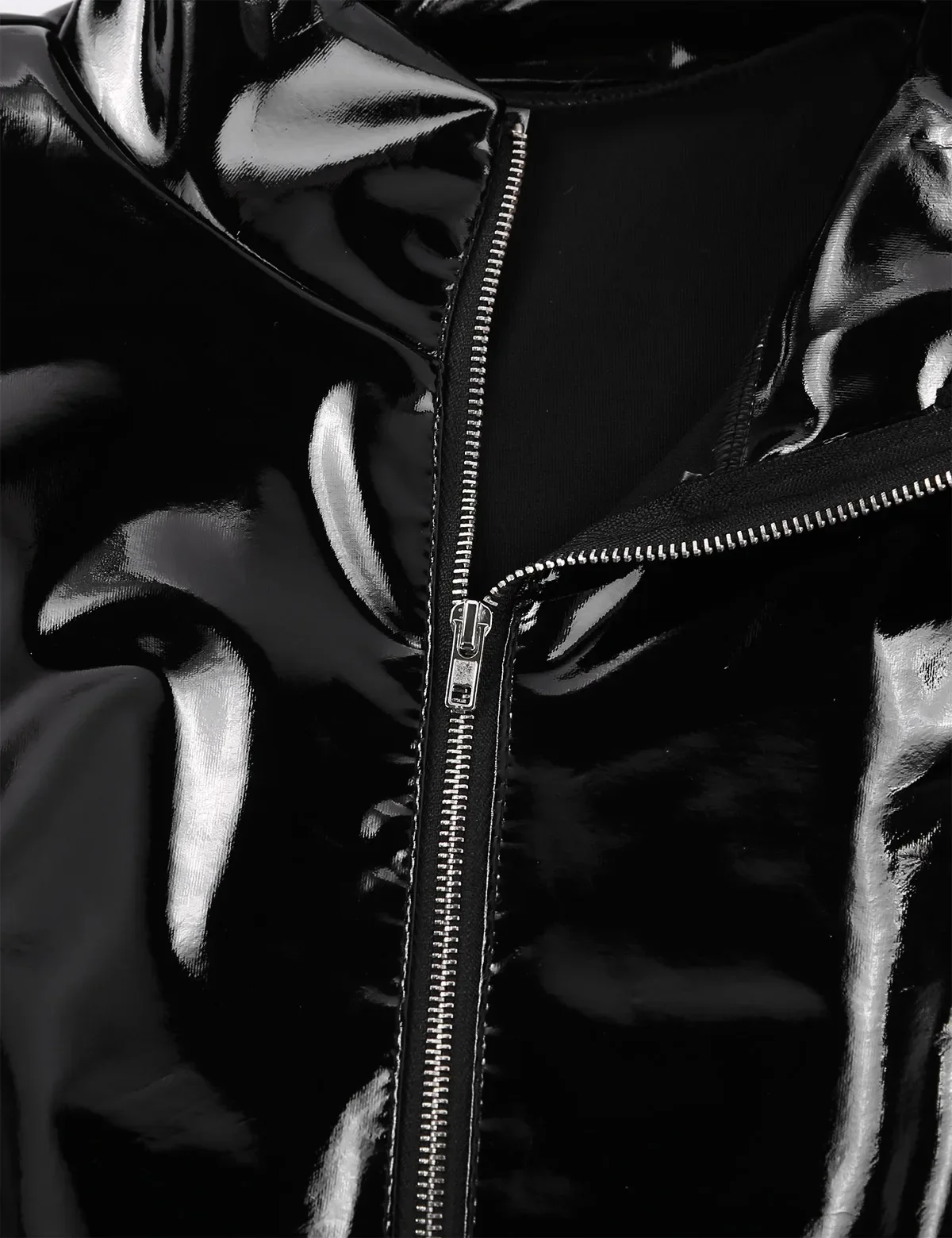 Kobiety Seksowna Faux Latex Błyszcząca Skórzana Mini Sukienka Wetlook Stójka Sukienka Damska Krótki Rękaw Bodycon PU Clubwear Niestandardowe