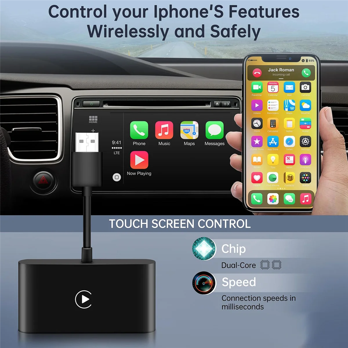 

Upgraded CarPlay Wireless Adapter Wired to Wireless Carplay Dongle B