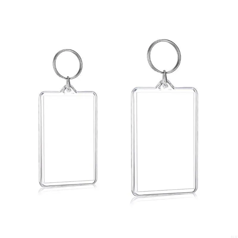 91AF Clear Plastic Picture Frame Keychain Rectangle Shapes Blank Photo Keychains for Christmas Holiday Photo Display Supplies
