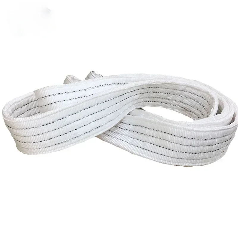 1Ton 2Ton 3Ton Industrial Lifting Belt Wear Resistant White Flat Lifting Belt Trailer Sling Crane Hoisting Cargo Polyester