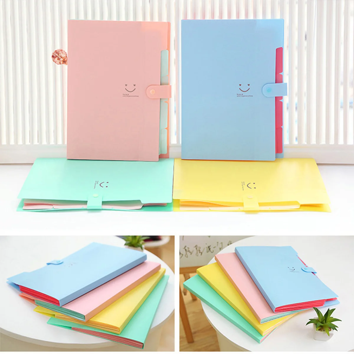 Wallet Folder Envelope Accordion Expandable File Folders with Snap Closure Button