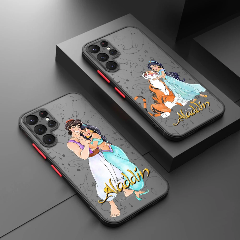 Disney Jasmine Anime For Samsung Galaxy S23 S22 S21 S20 FE Ultra Plus S10 Lite 5G Frosted Translucent Phone Case