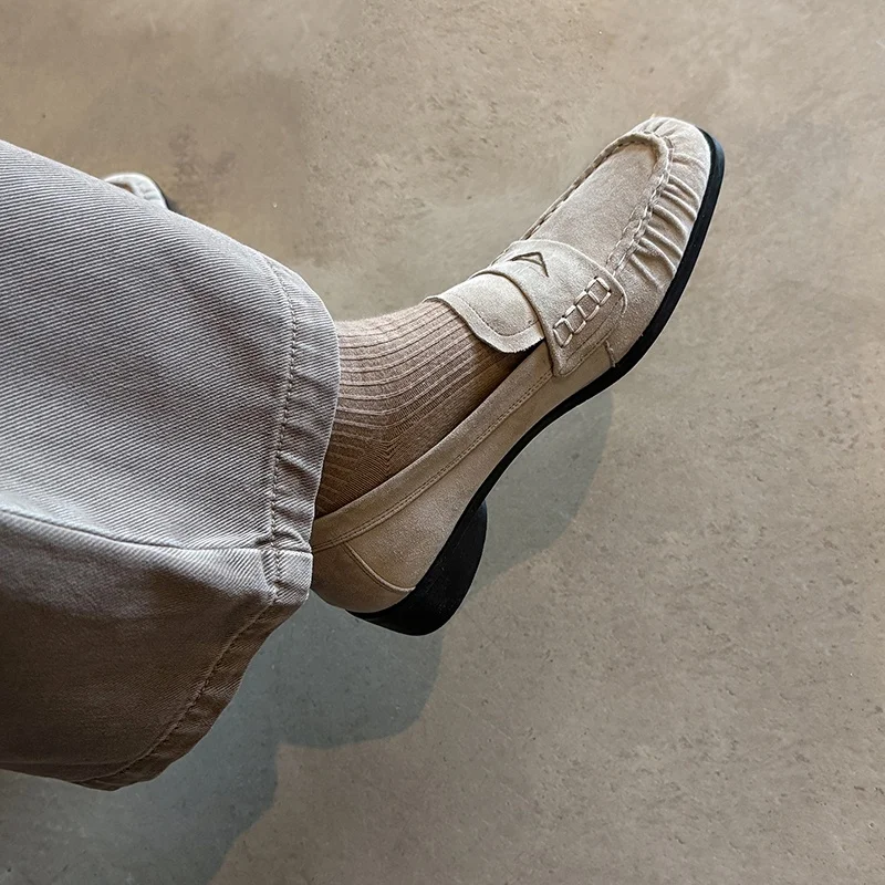 QUTAA 2026 News Fashion Women Pumps Shoes Kid Suede Woman Loafers Spring Genuine Leather Casual Shoes Round Toe Ladies 34-40 view 5