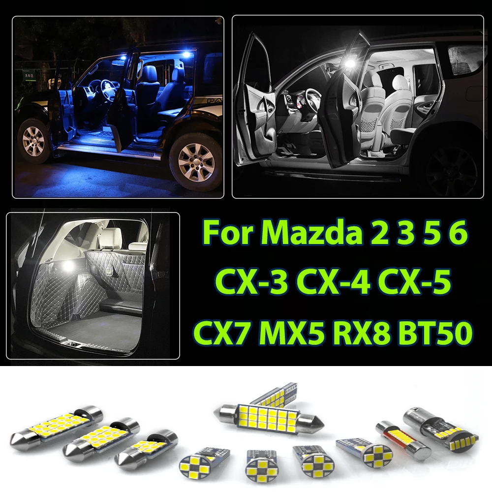 For Mazda 2 3 5 6 BK BL BM BP GG GH GJ GL CX3 CX4 CX5 CX-5 CX7 MX5 RX8 BT50 2003- 2019 2020 2021 2022 Car LED Lights Accessories