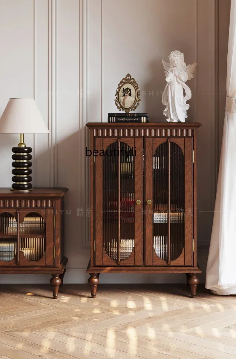 

ltAmerican side cabinet storage solid wood high edge French retro wine cabinet locker