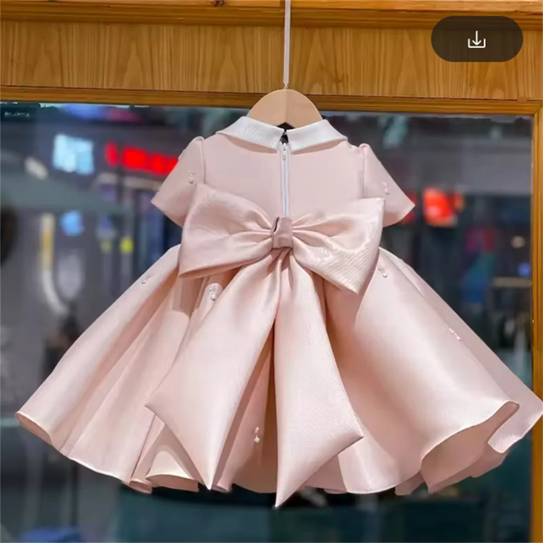 Customized Children First Birthday Party Dresses For Baby Girls Princess White Gown Infant Wedding Vestidos Kids Girl Ceremonia