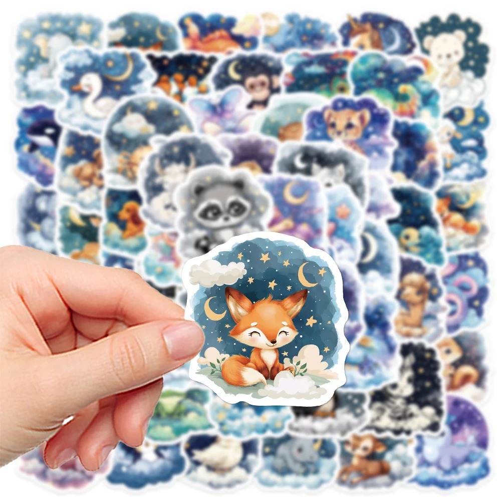 10/30/60pcs Cute Star Cloud Moon Animals Cartoon Stickers Kawaii Graffiti Decals Phone Water Bottle Diary Funny Kids Sticker Toy