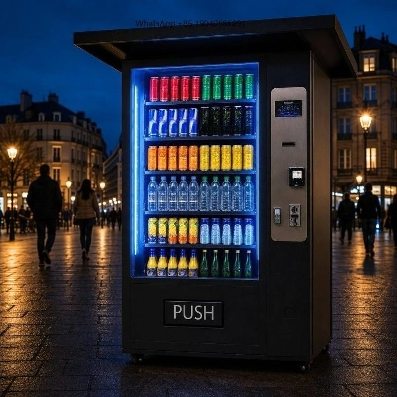 24-Hour Smart Outdoor Vending Machine Rain Canopy Weatherproof Enabled Compressor Cooling ADA Compliant CE Certified for