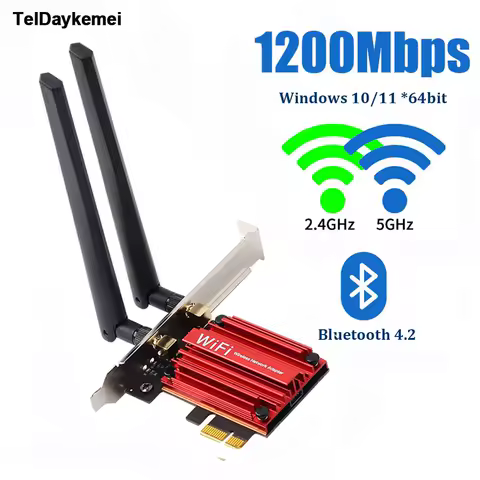 Wifi Adapter 1200Mbps Bluetooth 4.2 M.2 Interface to PCI-E Adapter 2.4G/5G Dual Band Intel 7265 PC Fast Network Card