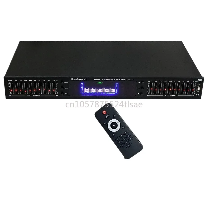 220V HIFI Digital HD Stereo Preamplifier Equalizer Built-In USB Bluetooth Home Stage Equalizer Dual 10 Segments