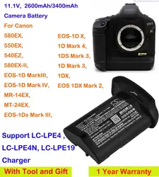 LP-E4N baterii 2600mAh/3400mAh do aparatu Canon 580EX-II,580EX,550EX,540EZ,MR-14EX,MT-24EX,1DX,1DS Mark 3,580EX-II