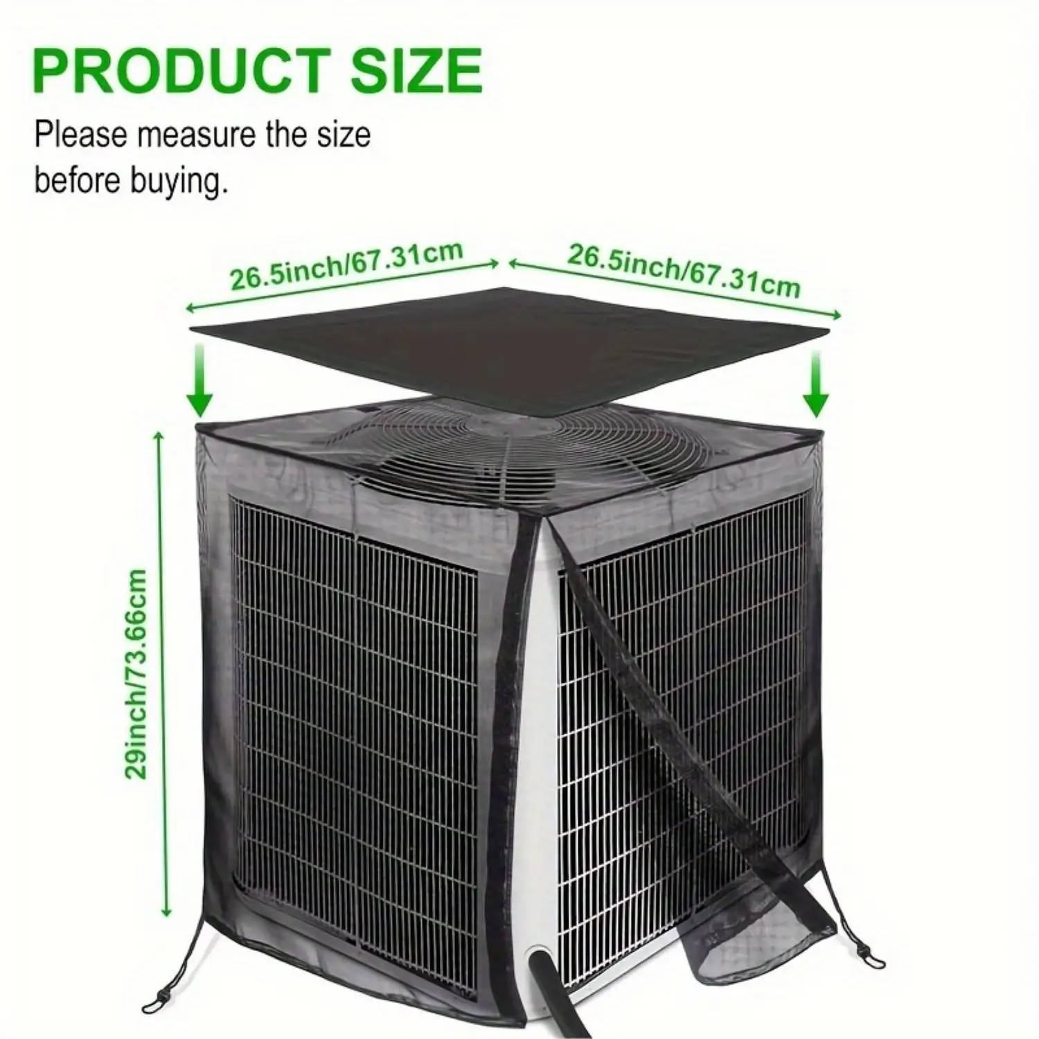 Air Conditioner Cover Full Breathable Mesh With Detachable Waterproof Top Outside Dust-Proof Cover