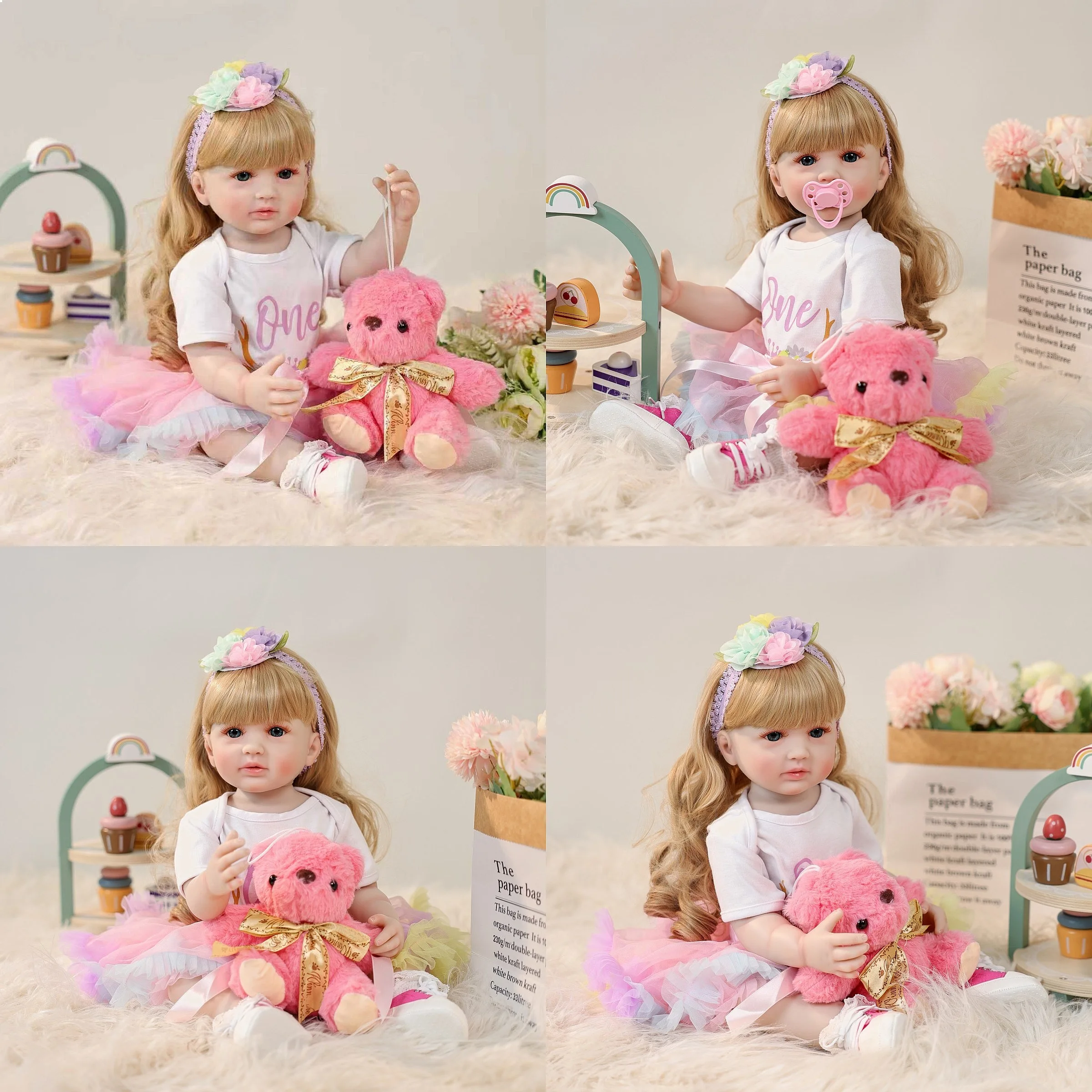 22 Inch Reborn Baby Doll Girl Realistic Soft Silicone Toy Gift Nursery Prop