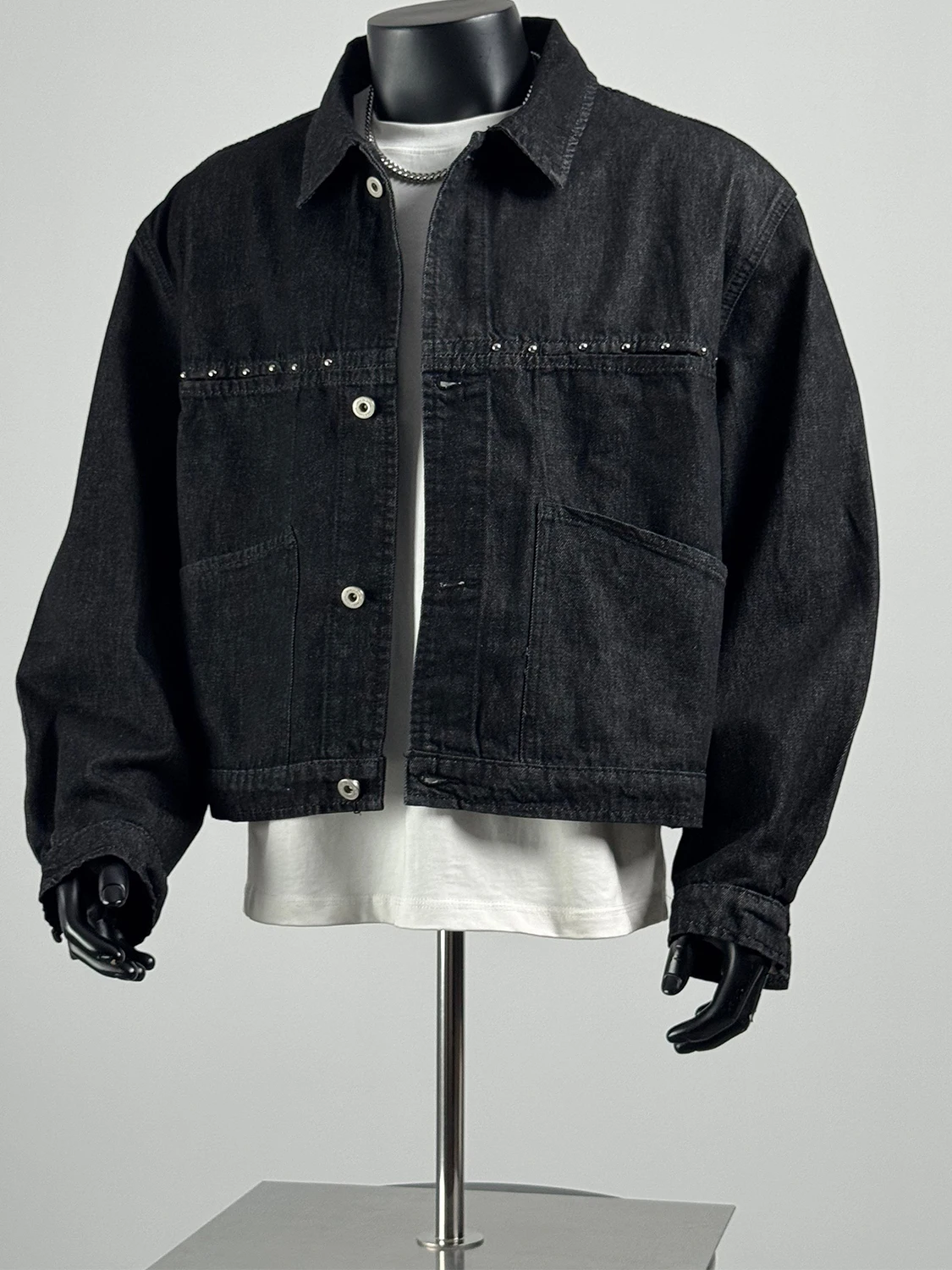 

Retro Waed Color Men's Denim Jaet Casual Loose Fit Collared Outerwear Trendy Autumn Spring Winter Youth Faion