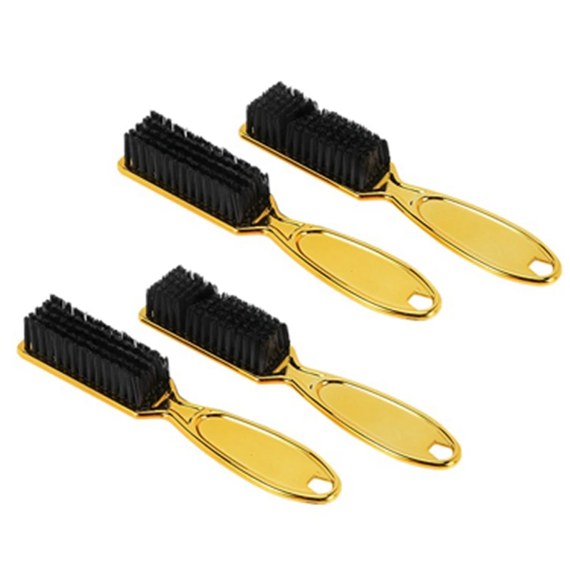 Fade Brush Barber Shop Skin Fade Vintage Oil Head Shape Carving Cleaning Brush Gold 4PCS