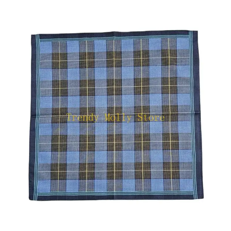 N5KB Portable 40x40cm Lattice Pattern Handkerchief for Male Gentleman Polyester Handkerchief Printed Groom Handkerchief