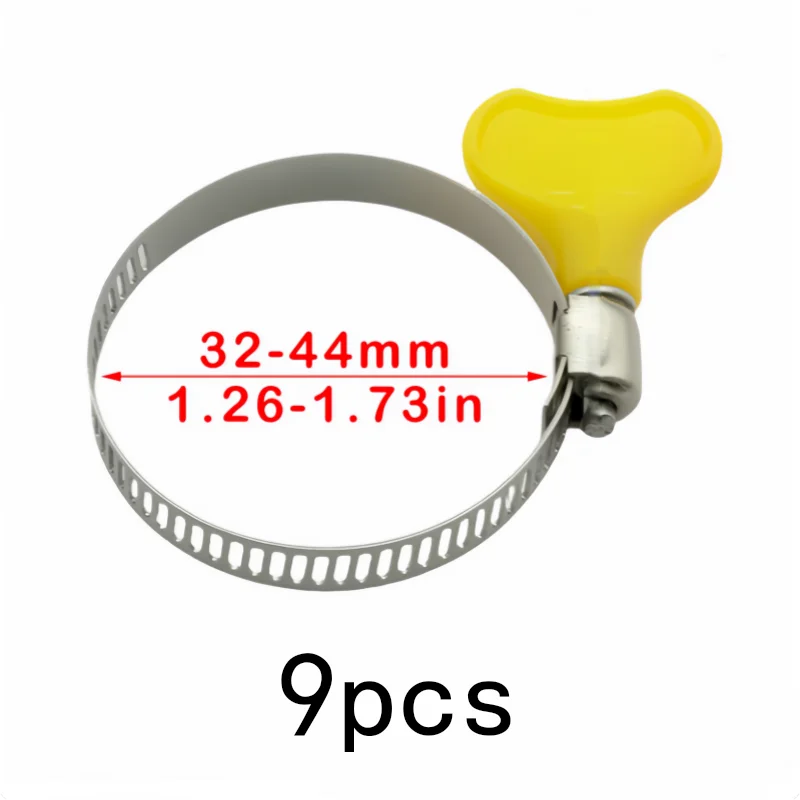 9 pcs 32-44mm Adjustable Tube Clips Adjustable Handle Lever, designed for Car Fuel Line Clamping, Stainless Steel Material