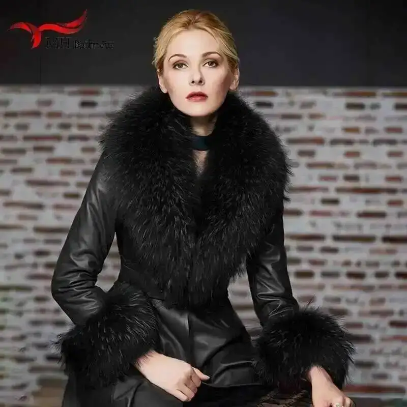 

Women's Winter Real Raccoon Fur Collar And Cuff Set Thick Neck Keep Warm Shawl Fashion Luxury Coat Decorate Scarves Accessories