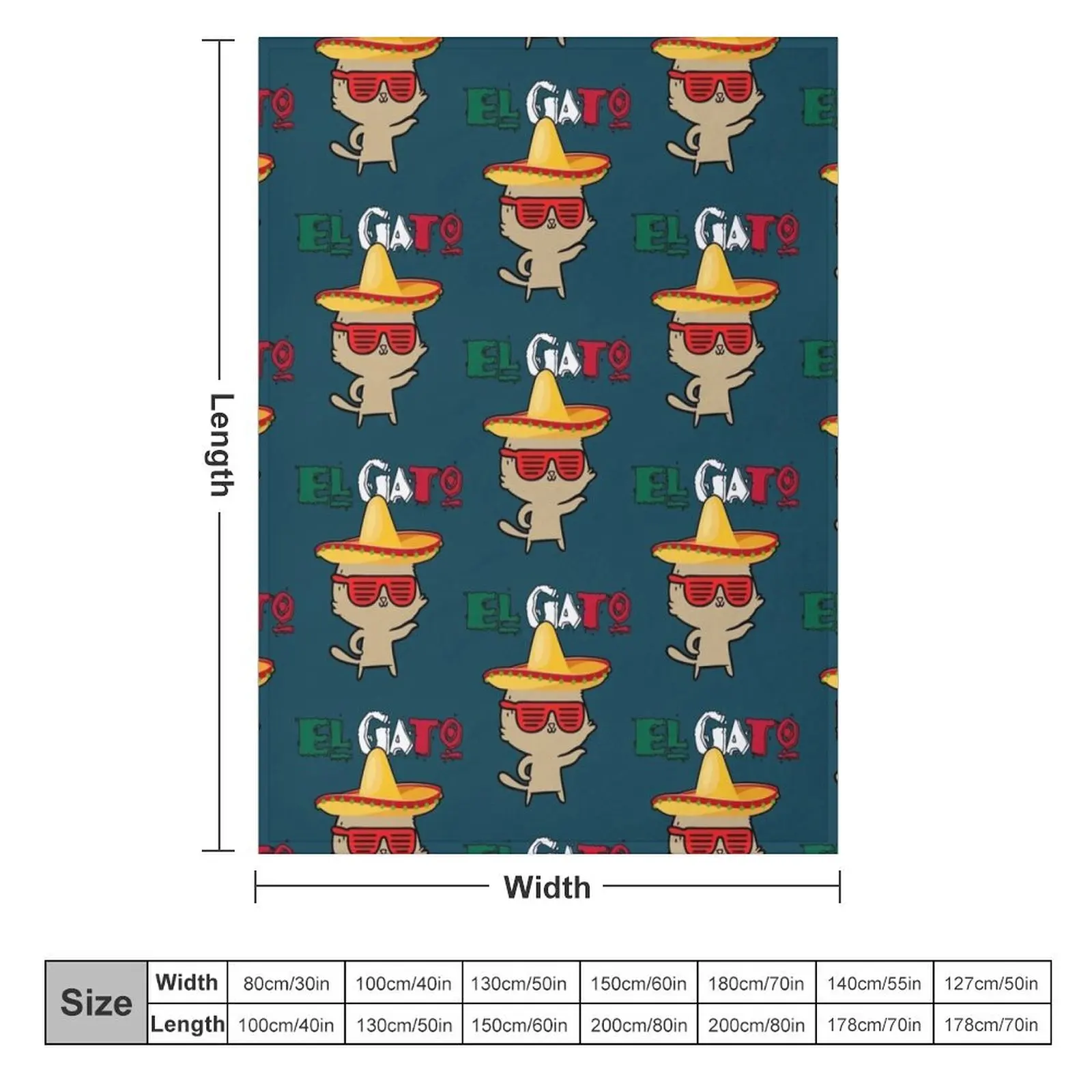 El Gato Mexican Cat Throw Blanket blankets and throws bed plaid Blankets