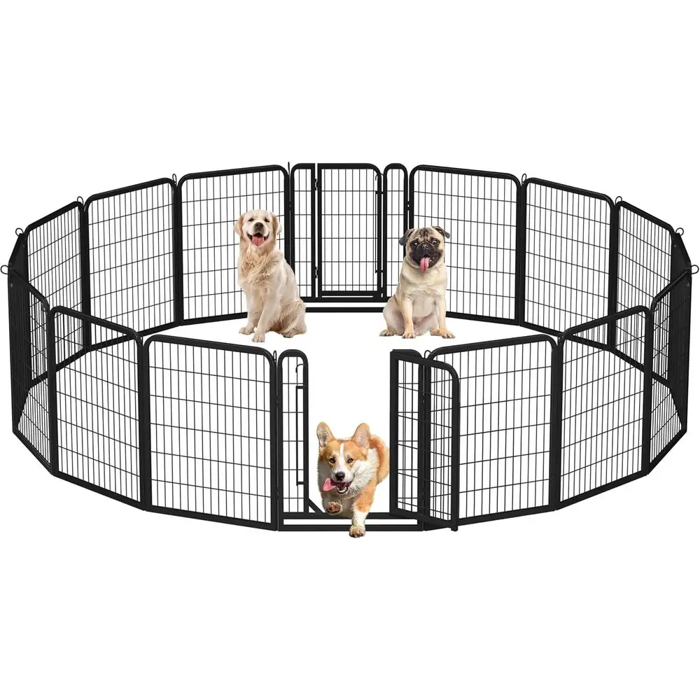 

Outdoor 32 16-Panel Heavy-Duty Metal Dog Playpen for Indoor, RV, Yard, and Garden Use