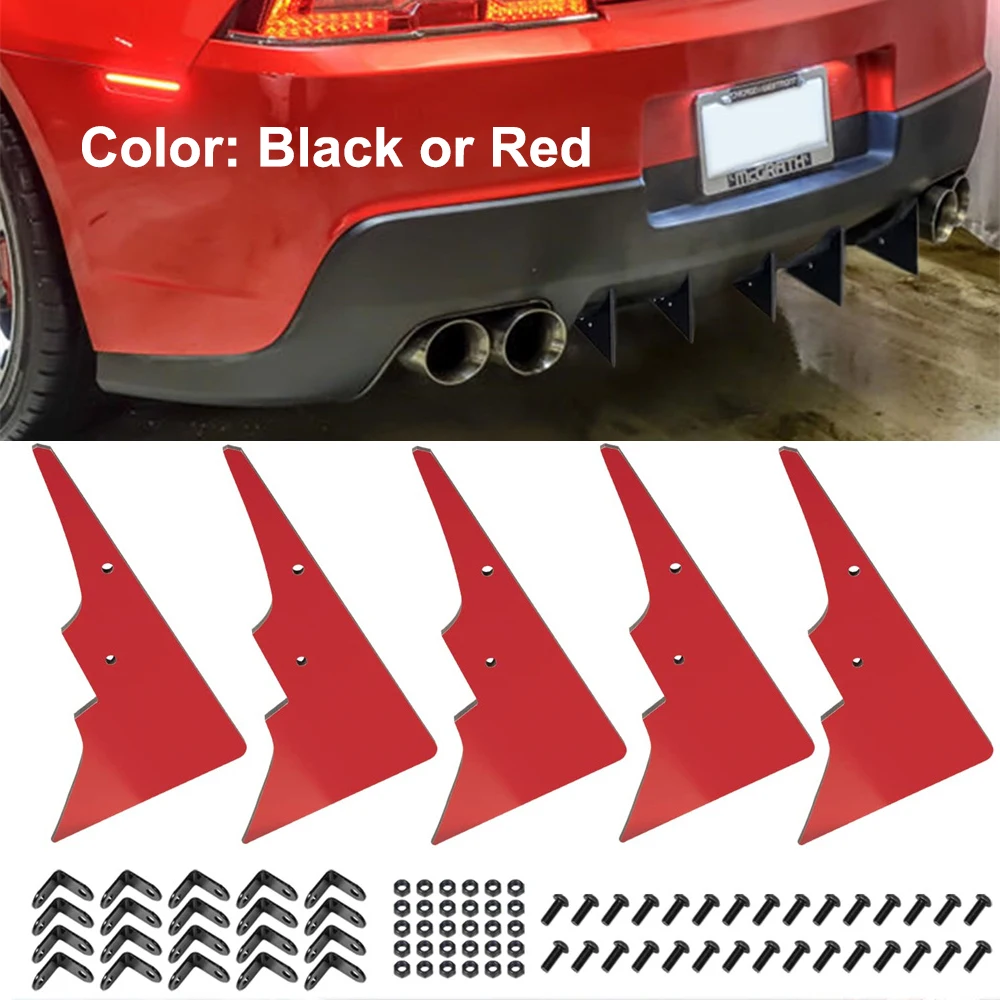 for Camaro 5th Gen Rear Diffuser Set, V1 Style Shark Fin Bumper Diffuser Kit Composite Aluminum Bumper Exterior Accessories 5Pcs