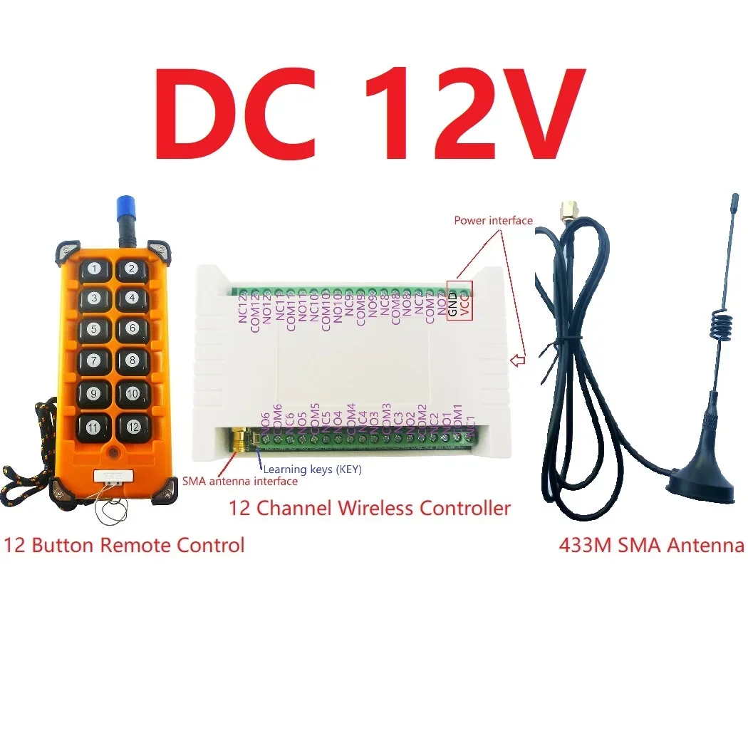 Imagem -05 - Kit de Relé Controlador sem Fio Grau Industrial Código de Rolamento Porta da Garagem Casa Inteligente Led 12v 24v 433m dc 12v 24v