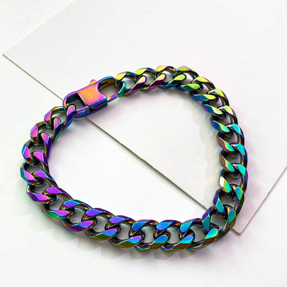 

1Pcs Gradient Titanium Steel Bracelet Hip Hop Style Wrist Jewelry Stylish Male Punk Chain Chic Gradient Wrist Decorative