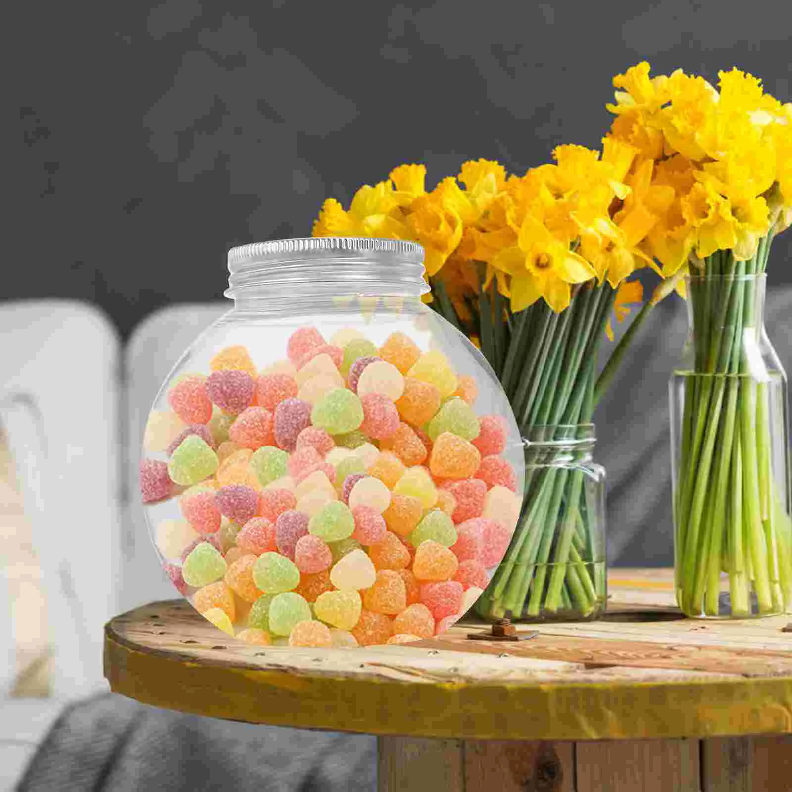 5 uds tarro de dulces de Navidad botella de golosinas contenedor de almacenamiento de plástico con tapa fiesta Navidad botellas de bebidas para mascotas verde