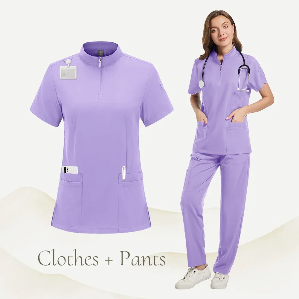 Fatos de esfoliação médica do hospital feminino, Uniforme de enfermeira, Roupas médicas para médico, Conjunto de esfoliante, Roupas de beleza, Top cirúrgico, Calças, Novo