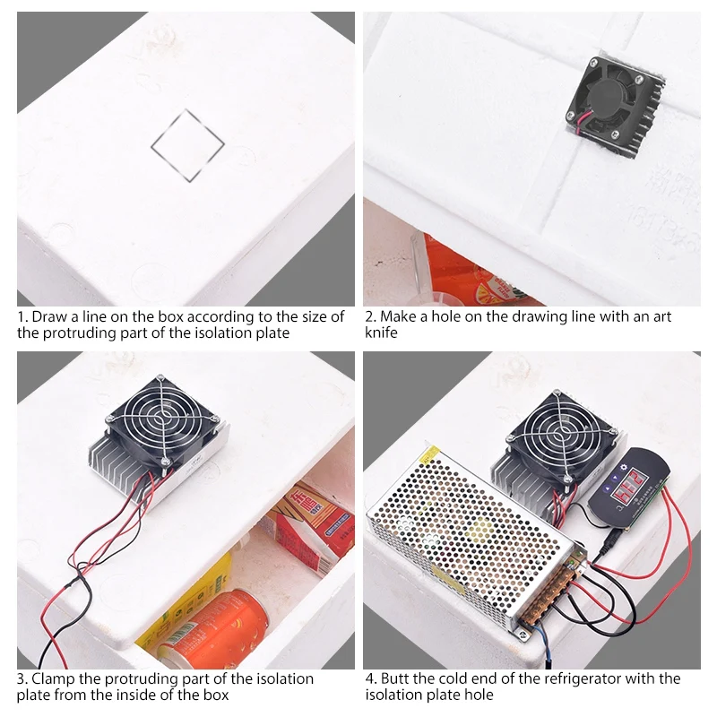 A09G-DIY Peltier Cooler Kit 12V Semiconductor Cooler Peltier Cooling System,ฮีทซิงค์โมดูลชุด + ชุดเทอร์โมสตัท,US Plug