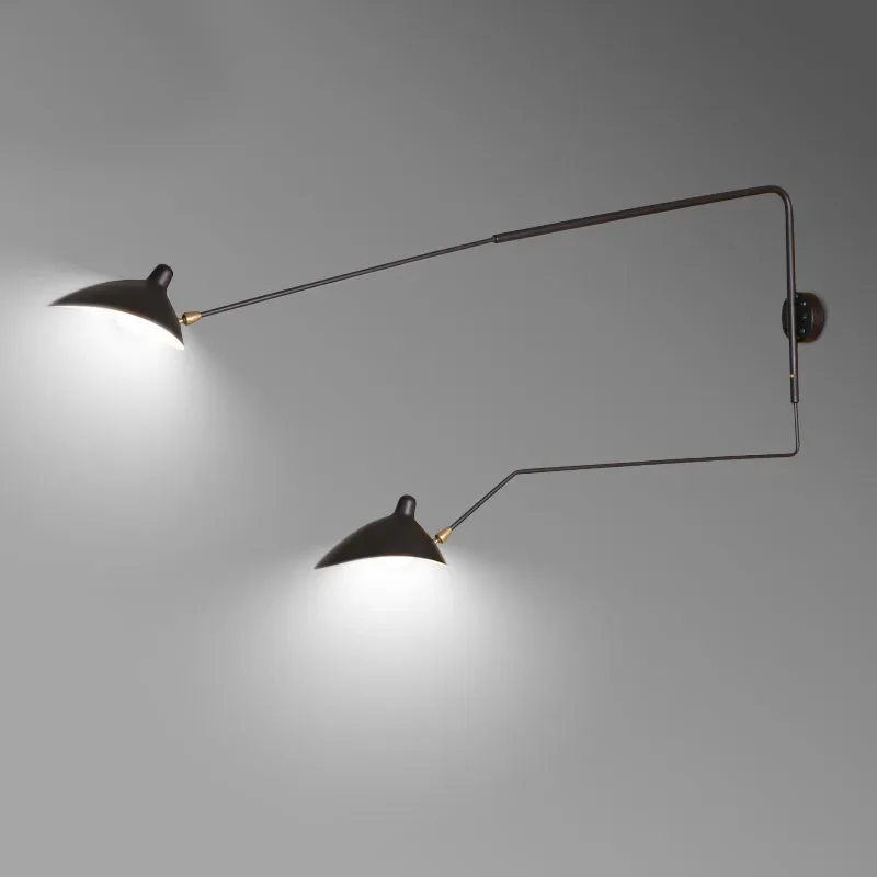 Lampade da parete moderne a LED nero bianco Retro Loft industriale Vintage francese Designer rotante applique da parete per la decorazione domestica