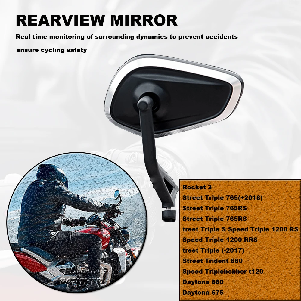 For Rocket 3 Street Triple S 765 765RS 765R Trident 660 Speed Triple 1200RS 1200RR Motorcycle Handlebar Rearview Bar End Mirror