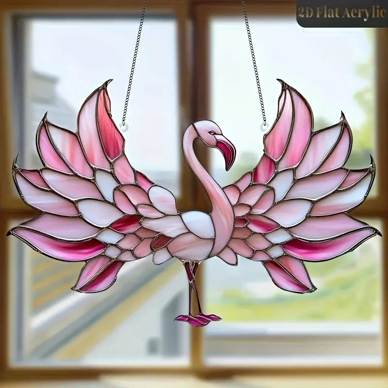 1 Piece Of Flat Printed Bright Pink Flamingo 11.81 X 7.83 Inch Acrylic Garden Sunglasses, 2D Graphic Design, Sweet Style