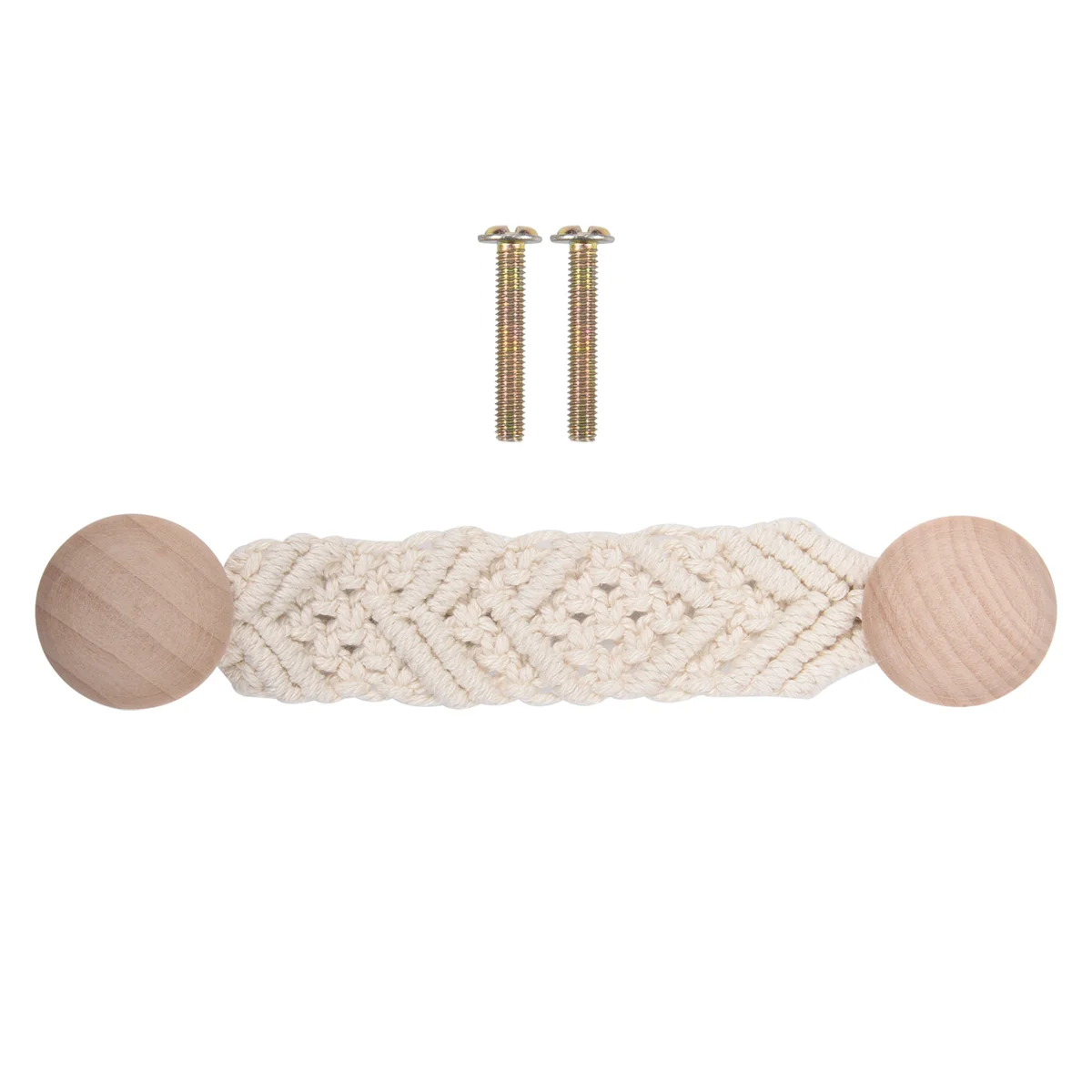 Bohemian Hand-Woven Door Handle Drawer Wardrobe Handle Beech Wood Cotton Rope Handle Homestay Hotel Decoration