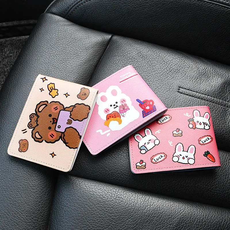 Cute Bunny Rabbit  Auto Driver License Cover With KeyChain PU Leather Cover For Car Driving Documents Card Credit Holder Case