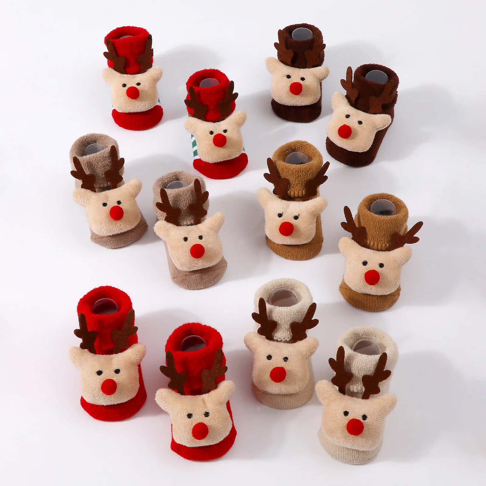 أطفال الأطفال الجوارب للفتيات الفتيان عدم الانزلاق محبوك القطن طفل لطيف الأيائل الطفل عيد الميلاد الجوارب لحديثي الولادة الرضع الجوارب