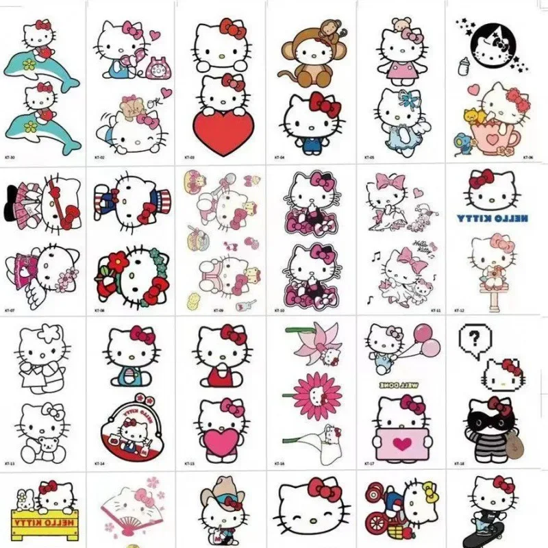 MINISO Kuromis HelloKitty Temporary Tattoos Sanrios Cute Anime Waterproof Tattoos Durable Color kawaii Tattoo Sticker Gifts