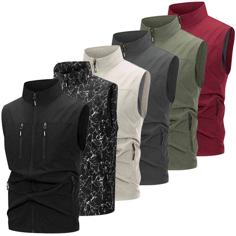 Chaleco Softshell ligero para hombre con bolsillos con cremallera, chaqueta sin mangas a prueba de viento para senderismo, Golf, prendas de vestir al aire libre, cortavientos