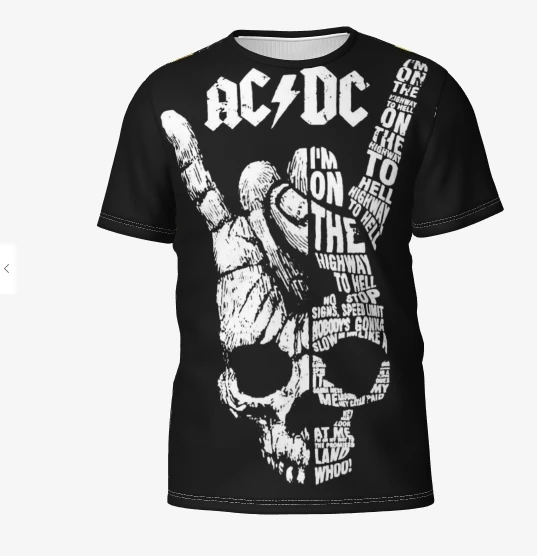 يمكن ارتداؤها بطباعة بوتيك ثلاثية الأبعاد لفرقة الروك Acdc للرجال والنساء في نمط عصري كاجوال برقبة دائرية وأكمام قصيرة